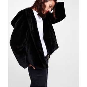 ZARA Basic Faux Fur Teddy Jacket